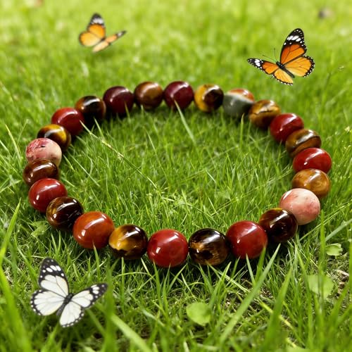 Amethyst Bracelet for Women Men, Elegant Handmade Natural Gem Stone Round Beaded Stretch Elastic Adjustable Healing Bracelets 8mm Gifts - color: AL-0164, size: Medium