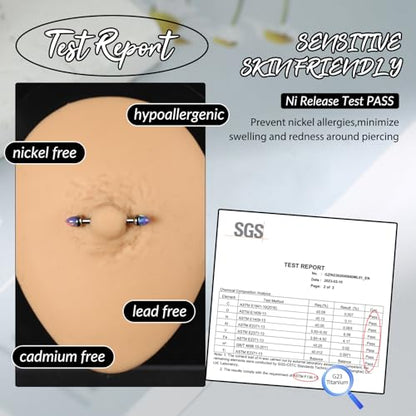 GAGABODY G23 Titanium Pair 14G Nipple Rings Tongue Jewelry Bridge Piercing | Internal Threaded Used in Nipple,Tongue,Bridge 14G Length from 12mm to 18mm Lightweight Daily Wear for Unisex Sensitive Skin - color: STYLE1A-Silver+Bullet Purple Opal, size: 14G