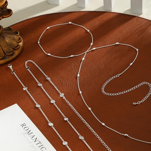 Body Chain for Women 14K Gold Plated Waist Beads Chain Gold Belly Belt Cuban Layered Body Chains Waterproof Adjustable Sexy Bikini Beach Body Jewelry Daily Belts Gifts for Women 26.5-33Inch - style: Bead+Sequin -SL