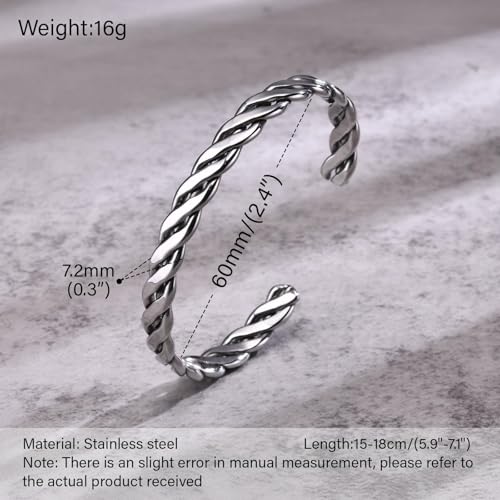 925 Sterling Silver Bracelet Plated Cuff Bangle Bracelet Fashionable Multi-layer Cross Wire Bangle Bracelet Open Adjustable Wide Cuff Bracelet for Teen Girls Fashion Jewelry - color: W-silver23