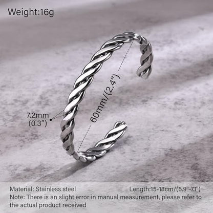 925 Sterling Silver Bracelet Plated Cuff Bangle Bracelet Fashionable Multi-layer Cross Wire Bangle Bracelet Open Adjustable Wide Cuff Bracelet for Teen Girls Fashion Jewelry - color: W-silver23