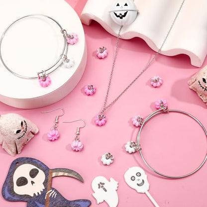 60Pcs Fall Charms, Pink White Pumpkin Charms for Jewelry Making | Alloy Enamel, Thanksgiving DIY Crafts and Gifts, Autumn Earring Necklace Bracelet Making, Harvest Celebration Party Supplies - style: Pink Pumpkin Style