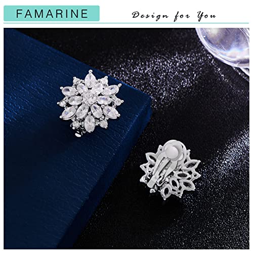 FAMARINE CZ Clip on Earrings for Women Clip Earring Non-pierced Earrings - style: Snowflake