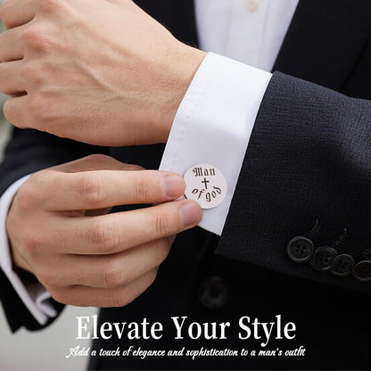 Religious Cufflinks for Men Christian Gifts for Dad Son Grandpa Fathers Day Gift for Husband Uncle Man Of God - style: man of god 02