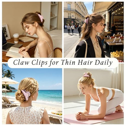 4.3 Inch Large Claw Clip for Thin Hair & Thick Half Ups, Cute Acetate French Hair Clips for Women, Non-Slip Secure Updos & Chic Daily Styles, Pink - color: Pink