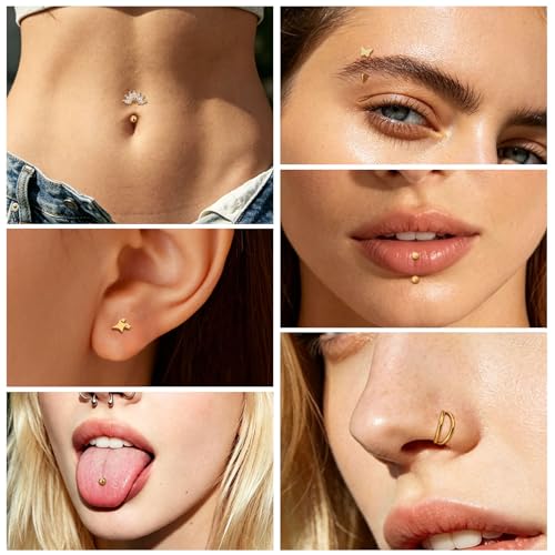 Xpircn Rook Daith Eyebrow Piercing Jewelry 16G Stainless Surgical Steel Curved Barbell Eyebrow Rings Vertical Labret Lip Piercing Jewelry Rook Daith Earrings for Women Men