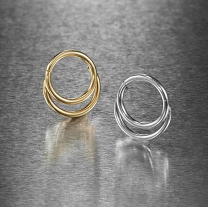 16G Septum Ring Hinged Septum Clicker Nose Ring Septum Piercing Jewelry - color: Circle-silver, size: 8mm