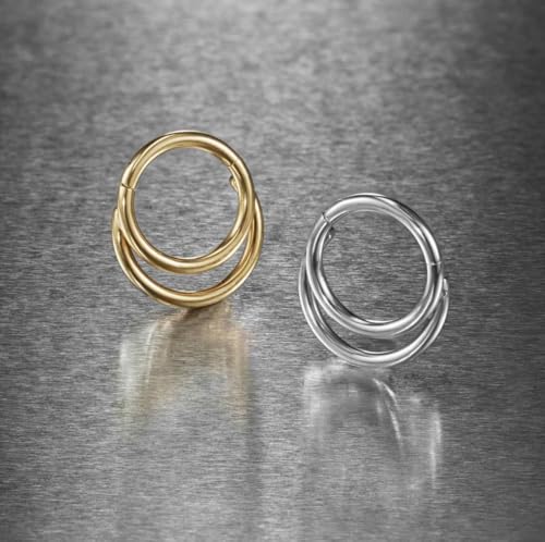 16G Septum Ring Hinged Septum Clicker Nose Ring Septum Piercing Jewelry - color: Circle-gold, size: 8mm