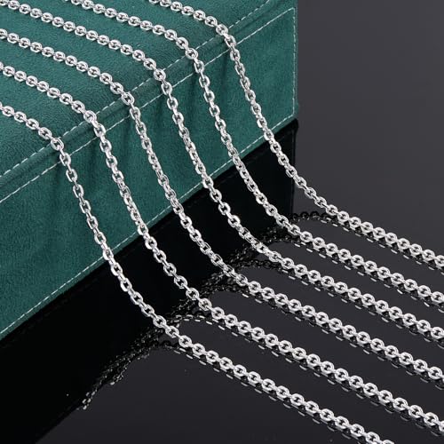 UMAOKANG 16.4 Feet Silver Plated Chain for Jewelry Making Cable Brass Metal Chains Bulk on Spool with Jump Rings Lobster Clasps - color: Silver Cable