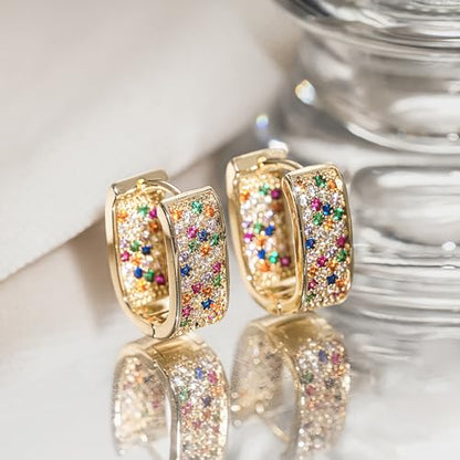 Luxury Paved Cubic Zirconia Hoop Earrings for Women Wedding Trendy Jewelry - color: E5323