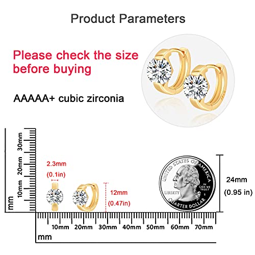 Tiny Huggie hoop Earrings for Women | 14k Gold Plated, Mini Round Cubic Zirconia, Small Simulated Diamond Huggies, Hypoallergenic Jewelry Gifts - color: Clear