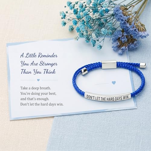 Frodete Dont Let The Hard Days Win Bracelet Inspirational Gifts for Women Adjustable Braided Tube Bracelet Gifts for Friends - color: A8:dark blue