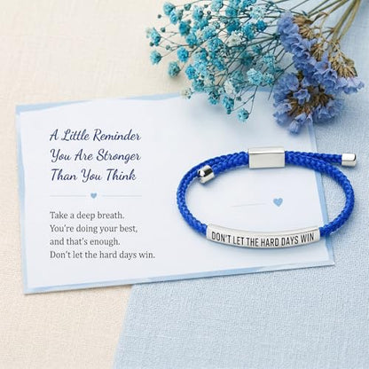 Frodete Dont Let The Hard Days Win Bracelet Inspirational Gifts for Women Adjustable Braided Tube Bracelet Gifts for Friends - color: A8:dark blue