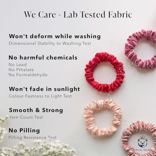 SILVR BEAR Luxury Satin Scrunchies, Satin Hair Ties for Thick, Thin & Curly Hair, Scrunchies for Women, Girls & Men Softer than Silk Hair Ties (Skinny Rose) - color: Rose Skinny