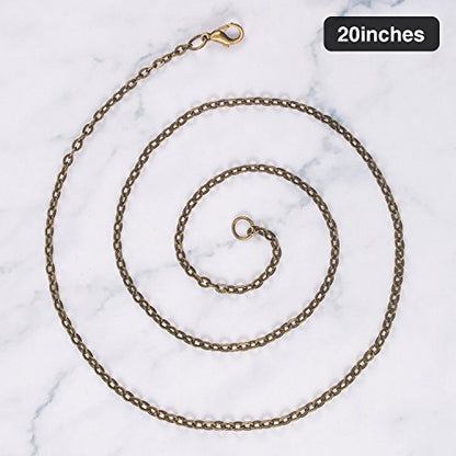 TecUnite 24 Pack Bronze Link Cable Chain Necklace DIY Chain Necklaces (20 Inch) - size: 20 Inch