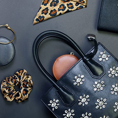 Everyday Genuine Cow Leather Zip Around Mini Travel Jewelry Box Organizer with Zipper Closure (Midnight Black) - color: Midnight Black