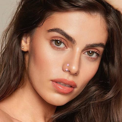 ONESING 9-40 Pcs Nose Rings - Hoops, Studs & L Shape - Hypoallergenic Stainless Steel Nose Piercings for Women & Men - color: 20G-Pink CZ -Silver