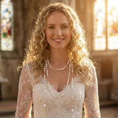 Layered Pearl Choker Necklace for Women Long Pearl Tassel Necklaces Multi Strand Pearl Necklaces Faux Pearl Necklace Wedding Jewelry - color: Pearl Strand