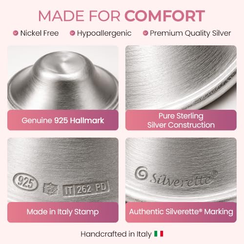 Silverette® The Original Silver Nursing Cups, Nipple Covers for Breastfeeding Essentials, Pure 925 Silver Nipple Shields - color: Medium - XL