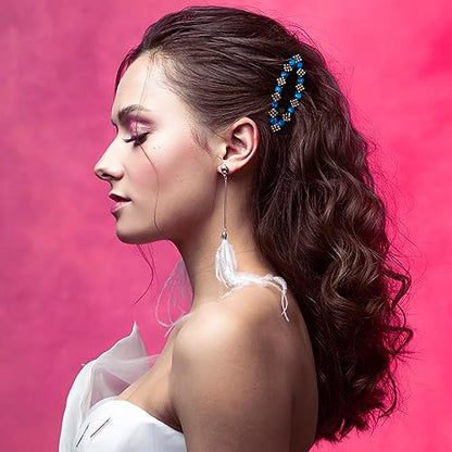 OIIKI 10pcs Rhinestone Snap Hair Clips for Women, 2 Styles