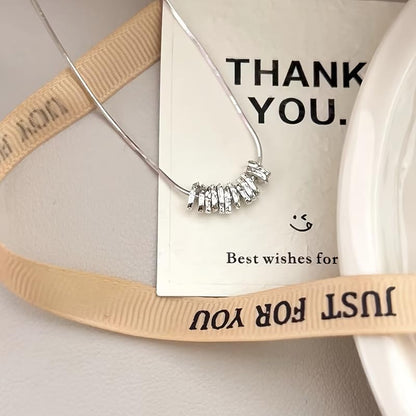 1 Pc, Silver Tone Snake Chain, Spiral Barrel Pendant Necklace, Minimalist Dainty Style, Trendy Outfit Matching (Silver)