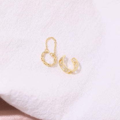 Gold Ear Cuff Earrings for Women Non Piercing 14K Gold Plated/Silver Cuff Clip On Cartilage Hoop Shining Cubic Zirconia Twisted Chain Ear Clip On Earring for Women Chunky Ear Cuffs Earrings - color: goldA