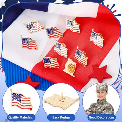 SANNIX 15Pcs American Flag Pins, USA Flag Lapel Pins Enamel Patriotic Badge Pins Waving Flag Brooch Pin for Independence Veteran Memorial Day 4th of July Accessories - style: American Flag Pin