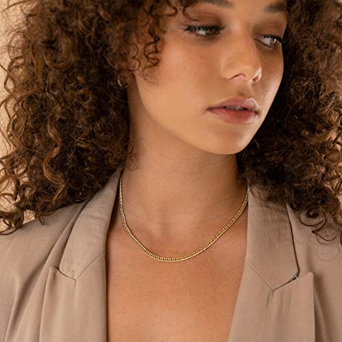 PAVOI Chain Necklace for Women, 14K Gold Plated Adjustable Layering Chain - style: Curb-2x