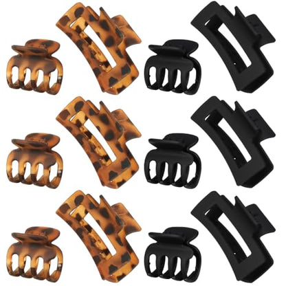 Purple Hair Claw Clips 12PCS, Elegant Clips for Women, Non-Slip Hold for Everyday Styling - color: Black Tortoise