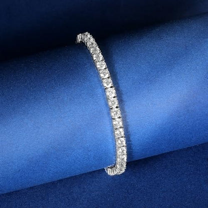 3/4/5mm Tennis Bracelet, 18k White Gold Plated 3MM/4MM/5MM Iced Out Round Cubic Zirconia Tennis Bracelet for Women Men 6.5/7/7.5 Inches - color: 4MM White Gold, size: 8 inch