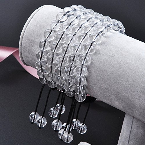MASSIVE BEADS Natural Healing Power Gemstone Crystal Beads Unisex Adjustable Macrame Bracelets - color: Clear Crystal, size: 6mm