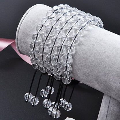 MASSIVE BEADS Natural Healing Power Gemstone Crystal Beads Unisex Adjustable Macrame Bracelets - color: Clear Crystal, size: 6mm
