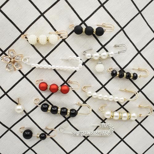 50 Pcs Brooch Pins Faux Pearl Brooch Sweater Shawl Hat Clip Neckline Pins Double For Women Shirts, Sweaters, Hats, Clothing Accessories, Pants Tighten Or Decoration