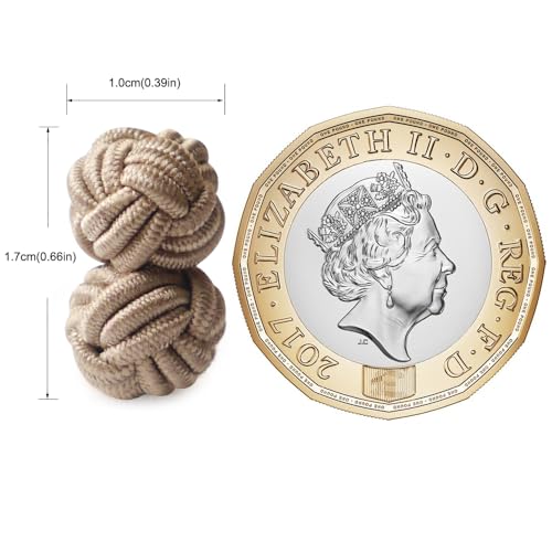 HONEY BEAR Round Silk Knot Elastic Fabric Cufflinks for Men Women 1 Pair | Wedding Business, Tarnish-Resistant, for Groomsmen, Father, Husband, Wife, Anniversary, and Formal Events - style: Light Brown