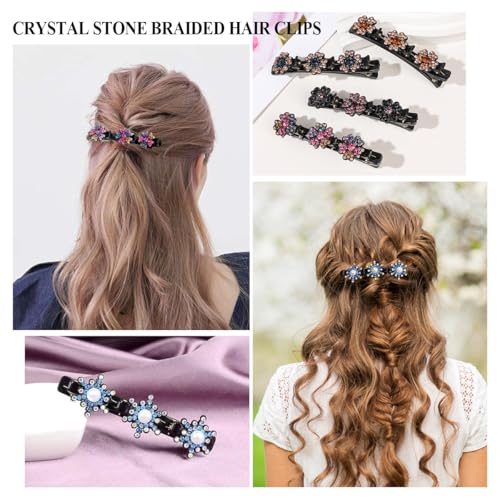 8Pcs Sparkling Crystal Rhinestone Braided Hair Clips Hair Accessories(Set B) - color: 8Pcs(Set B)