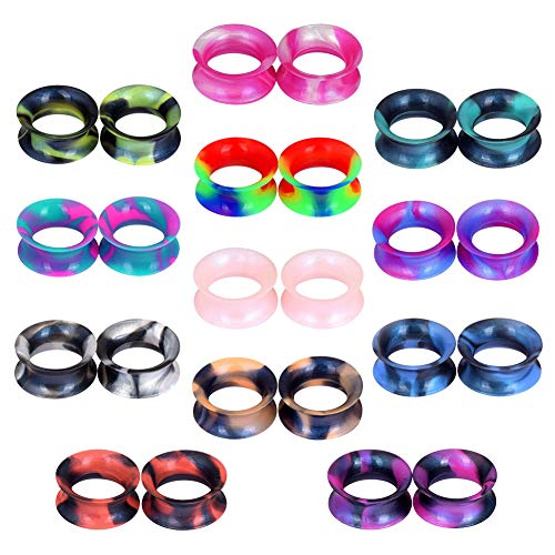 YOFANST 24pcs-100pcs Colorful Silicone Ear Gauges Double Flared Ear Tunnels Set Stretchers Expander Ear Piercing Jewelry - color: 24pcs, 1/2"