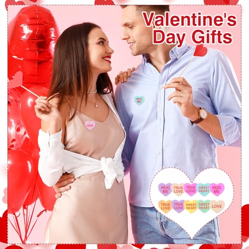 Giegxin 40 Pcs Valentine's Day Conversation Heart Pins for Women Love Candy Pins Romantic Words Lapel Brooch Backpacks for Jackets Bags Hats Valentines Day Accessories Gifts - style: Elegant