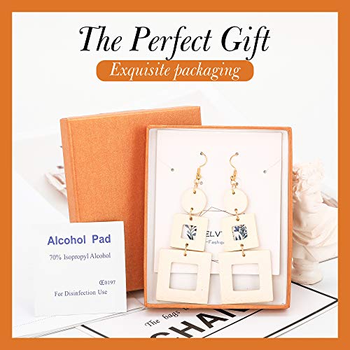 KINIVA Leather Dangle Earrings for Women Trendy, Lightweight Leaf Circle Lightning Earrings Drop, Jewelry Gifts for Women - color: 38 White