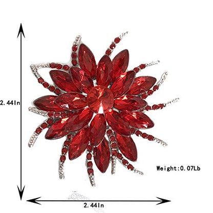 seven wolves Women's Austrian Crystal Brooch Wedding Flower Leaf Bouquet Brooch - color: 2-Red White