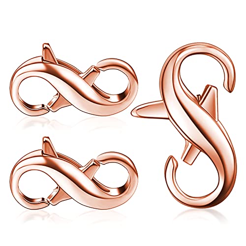 Hicarer 3 Pieces Double Lobster Clasp Double Claw Connector Necklace Bracelet Extension Clasp for DIY Women Jewelry Making Repair Kit(0.51 x 0.24 Inch,Rose Gold) - color: Rose Gold,, size: 0.51 x 0.24 Inch