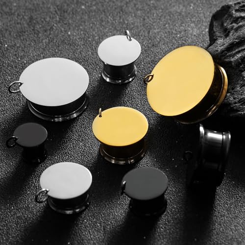 LADEMAYH 3 Pairs DIY Ear Tunnels, Surgical Steel Dangle Gauges Accessory | Free Jump Rings, Threaded Double Flared Plugs, 316L Stainless Steel, Hypoallergenic, DIY Custom Hanging Charms, 2g-1" - color: #6668 Mixed, size: 7/8"(22mm)