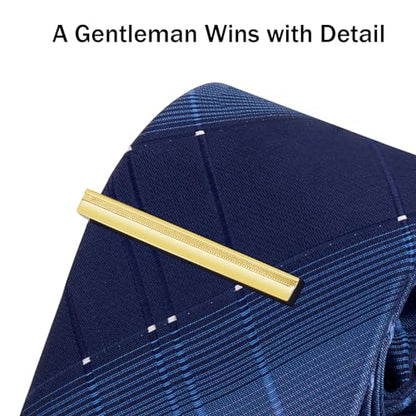 Tie Clip for Men Black, 2 Inch Tie Bar Tie Pins and Clips for Regular Tie, Unique Men Tie Clip Tie Clasp Silver Suitable for Wedding Anniversary, Business Professional, Father's Day Gift - style: Gold