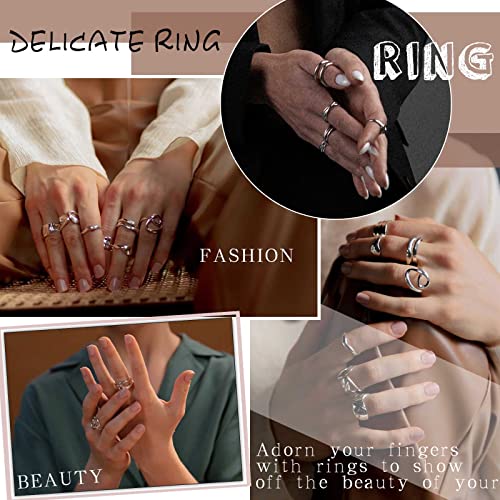 Gothic Silver Snake Ring Set - Open, Adjustable, Stacking Midi Index Finger Rings for Women and Girls (2 Pcs) - style: style-2
