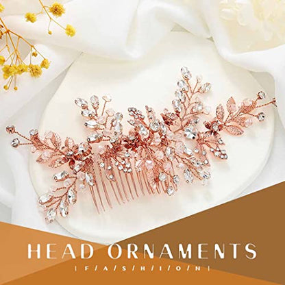Evild Wedding Hair Clips Rose Rhinestone Bridal Headpiece Prom Hair Accessories for Women - color: Rose
