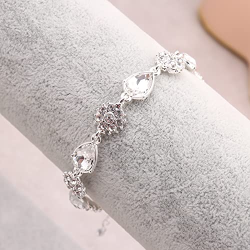 Bridesmaid Jewelry Set for Women,Pendant 18K Gold & Silver & Rose Gold Pendant Necklace Earrings Bracelet Set,Dainty Gift for Wedding/Proposal/Party/Anniversary - color: SILVER - 6 SETS