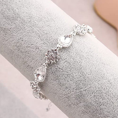 Bridesmaid Jewelry Set for Women,Pendant 18K Gold & Silver & Rose Gold Pendant Necklace Earrings Bracelet Set,Dainty Gift for Wedding/Proposal/Party/Anniversary - color: SILVER - 6 SETS