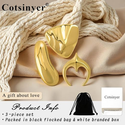Stainless Steel Brooch Pin for Women & Men,Lapel Pin | Minimalist Statement Elegant Geometric, Sweaters Coat Suit Shawl Collar Shirt Coat Jacket Hat Dress Swim, Velvet Bag & Box - style: Trio-Gold