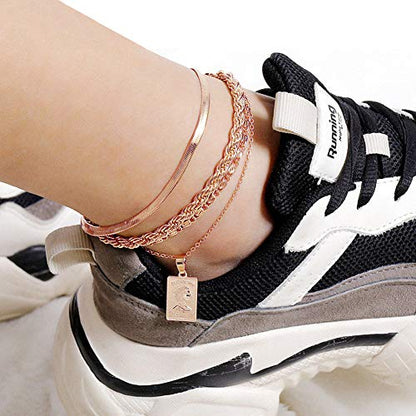 Gold Anklets for Women Waterproof,18K Gold Plated Anklet for Women Snake Chain Link Dainty Ankle Bracelets Summer Beach Jewelry - color: 3mm-Rose Gold