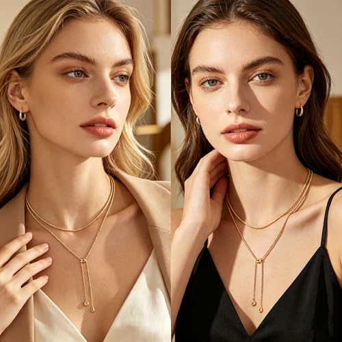 Lariat Long Beaded Necklaces for Women Trendy Y-Shaped Pendant Necklace with Turquoise Baroque Pearl Drops Layered Bohemian Beaded Necklace Fashion Statement Jewelry Gifts - color: Gold1