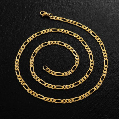 Stainless Steel Figaro Link Chain Necklace For Men Women, 3mm 4mm 5mm 7mm Width, 18k Gold Plated 18 20 22 24 Inch Figaro Chain, No Tarnish Durable Waterproof Jewelry - color: 4MM Gold, size: 18inches